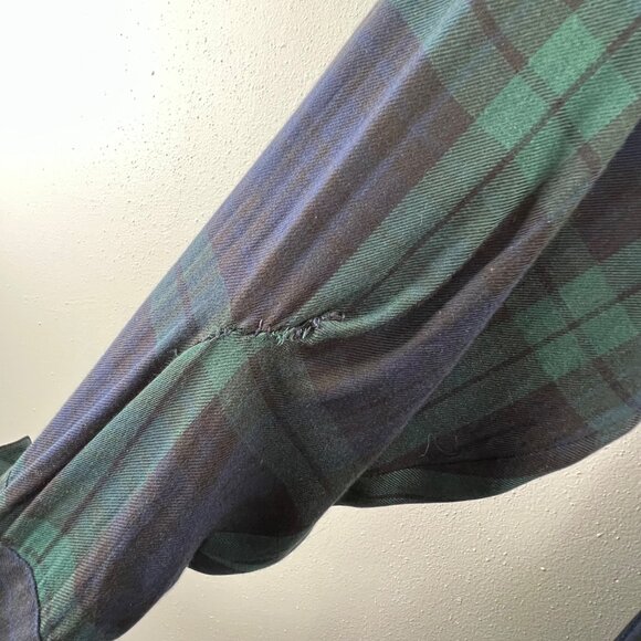Vintage Ralph Lauren Shirt Dress 14 Tartan Plaid Blue Green Maxi Button FLAWS - Picture 9 of 10